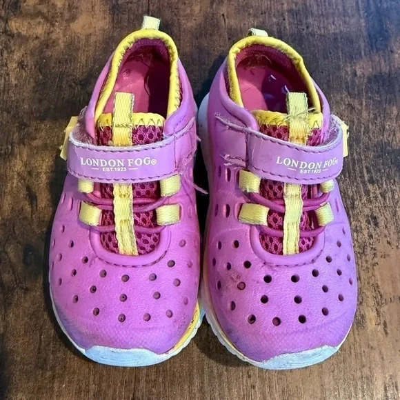 London Fog Mud Puppies Water Play Shoes Pink and Yellow Size 5 - Picture 2 of 8